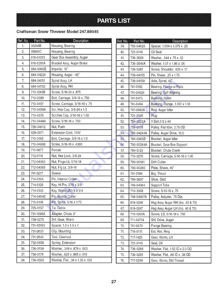 Craftsman 247.88045 Operator'S Manual Download Page 27