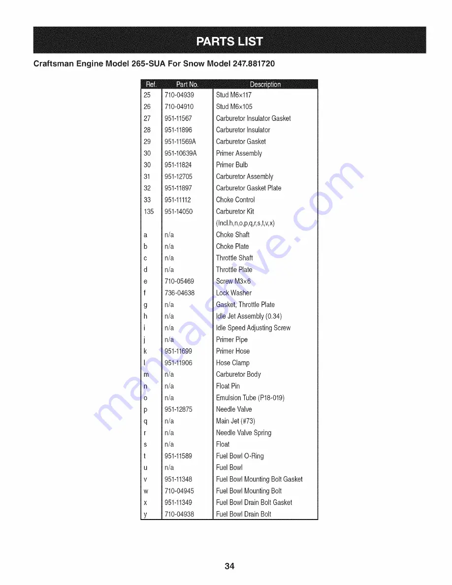 Craftsman 247.881700 Operator'S Manual Download Page 34