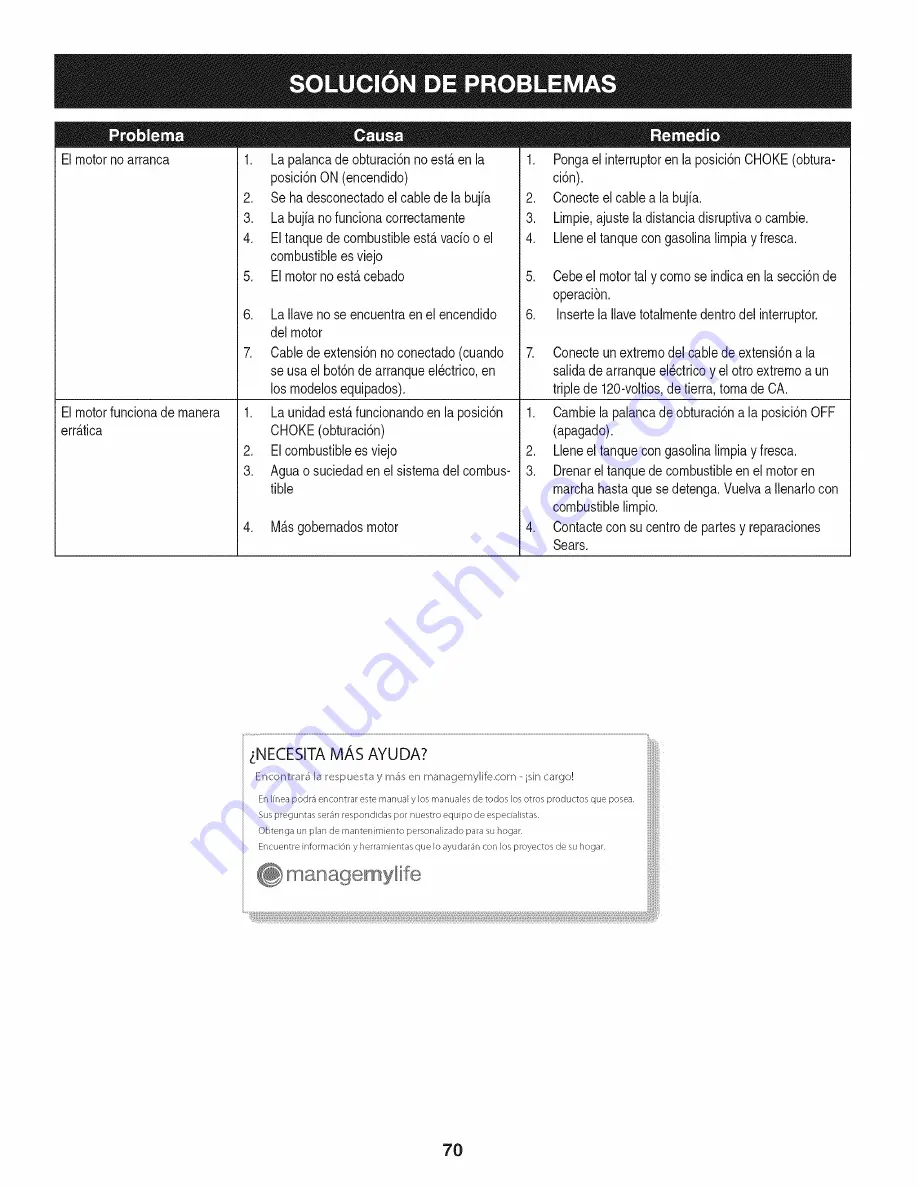 Craftsman 247.881730 Operator'S Manual Download Page 70