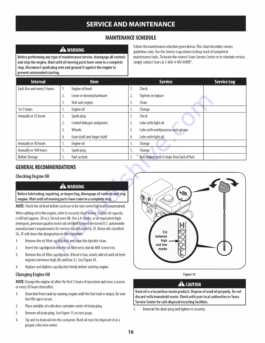 Craftsman 247.881731 Operator'S Manual Download Page 16