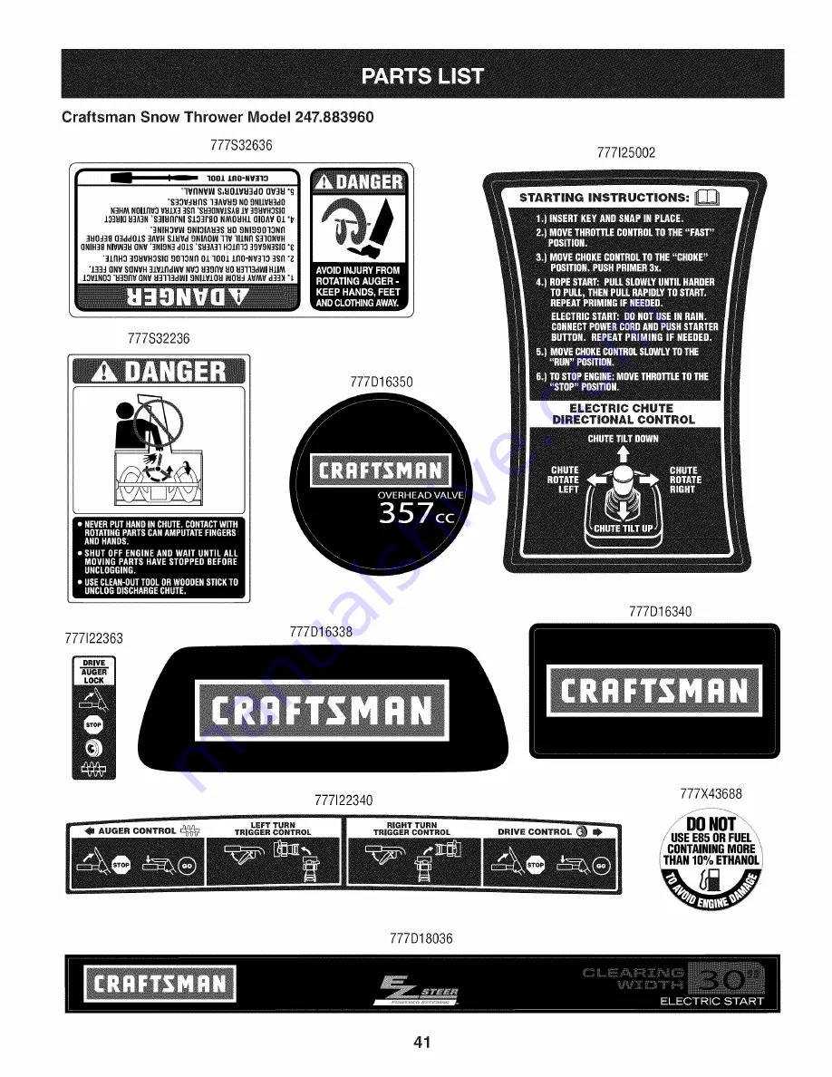 Craftsman 247.883960 Operator'S Manual Download Page 41