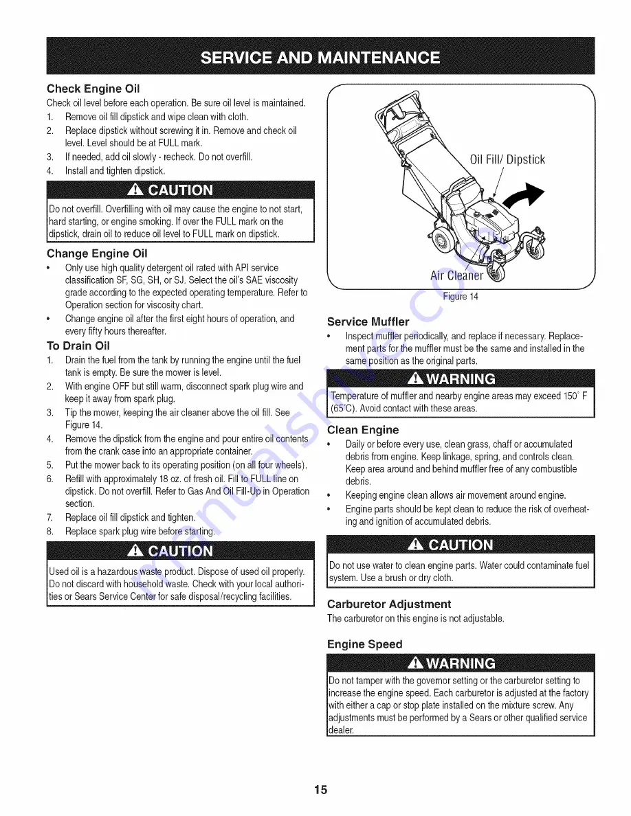 Craftsman 247.887210 Operator'S Manual Download Page 15