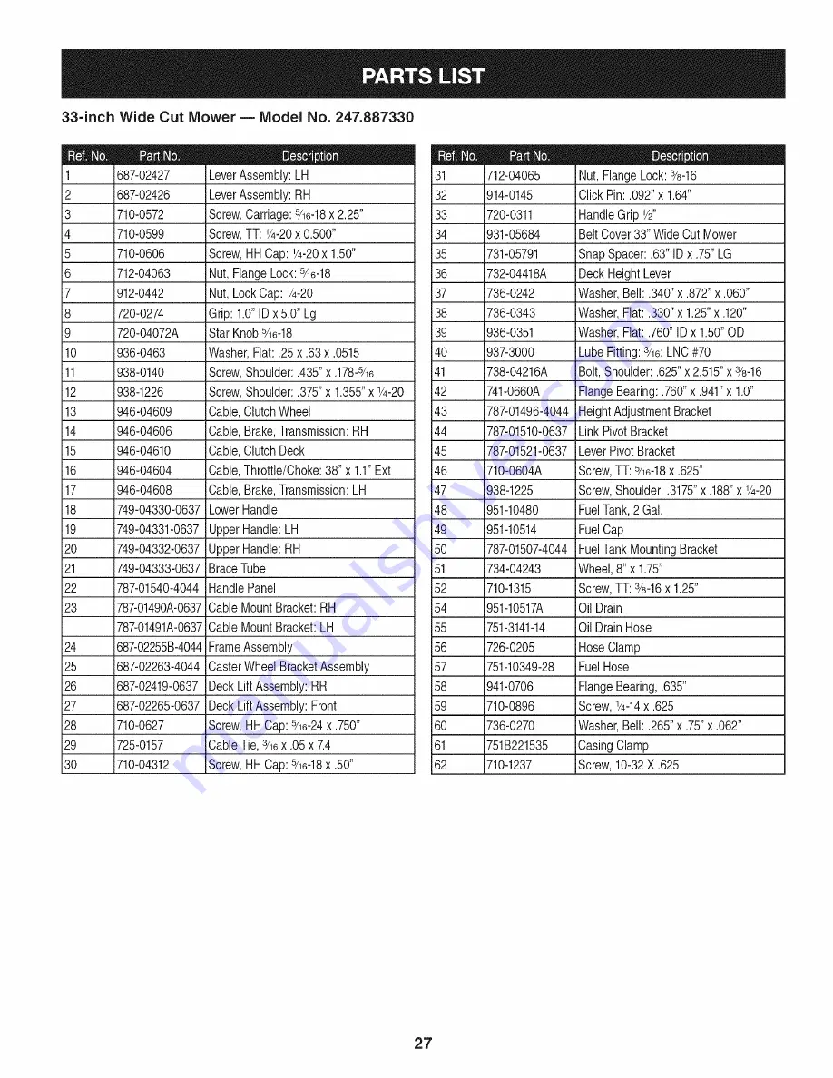 Craftsman 247.887330 Operator'S Manual Download Page 27