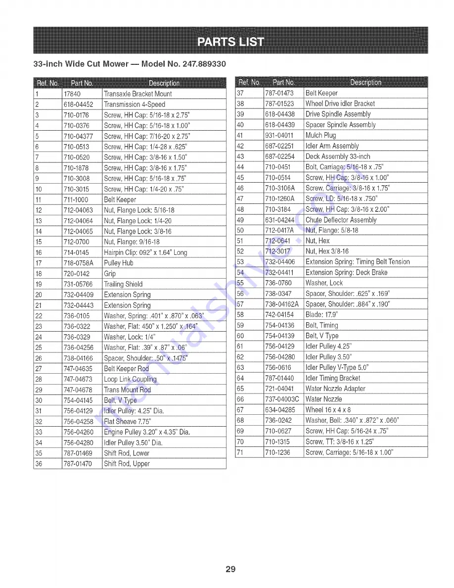 Craftsman 247.889330 Operator'S Manual Download Page 29