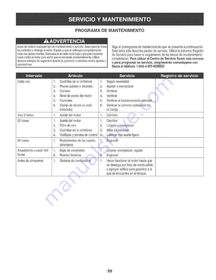 Craftsman 247.889330 Operator'S Manual Download Page 59