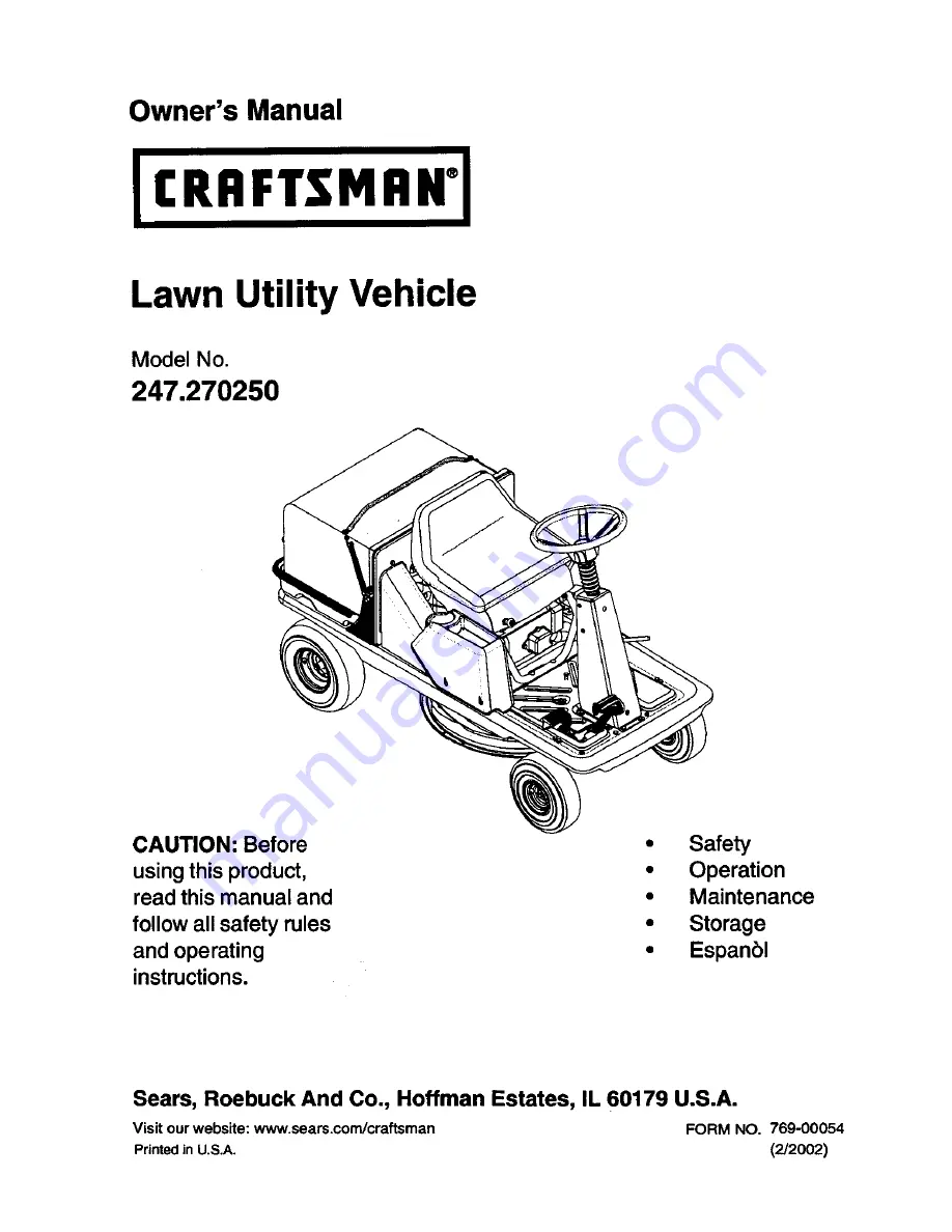 Craftsman 247 Owner'S Manual Download Page 1