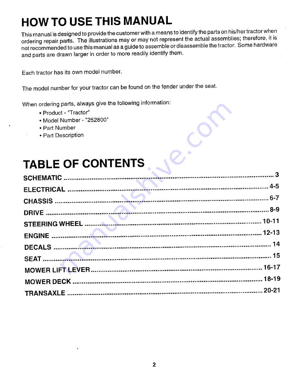 Craftsman 252800 Repair Parts Manual Download Page 2