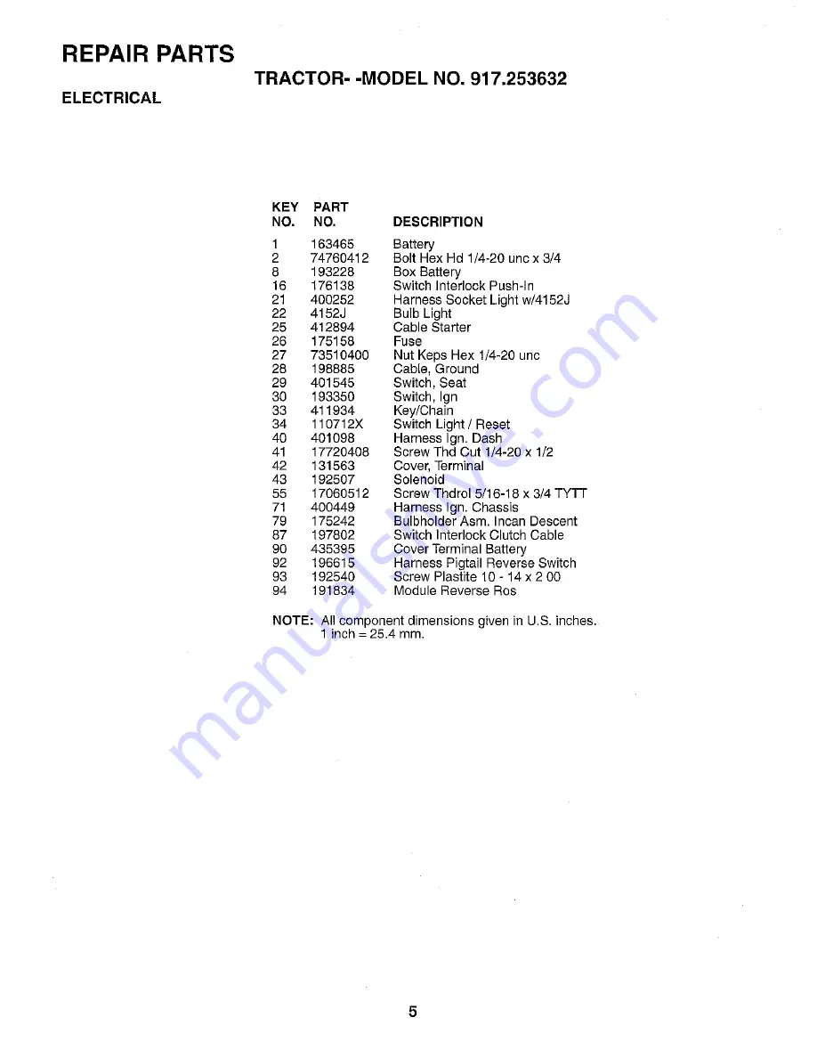 Craftsman 253632 Repair Parts Manual Download Page 5