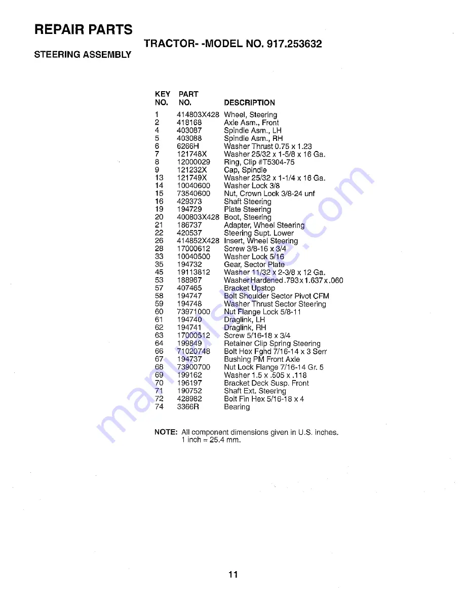 Craftsman 253632 Repair Parts Manual Download Page 11