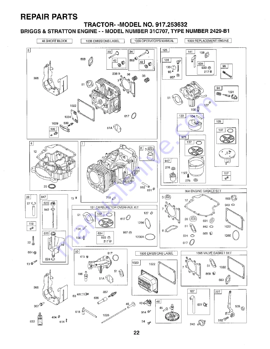 Craftsman 253632 Repair Parts Manual Download Page 22