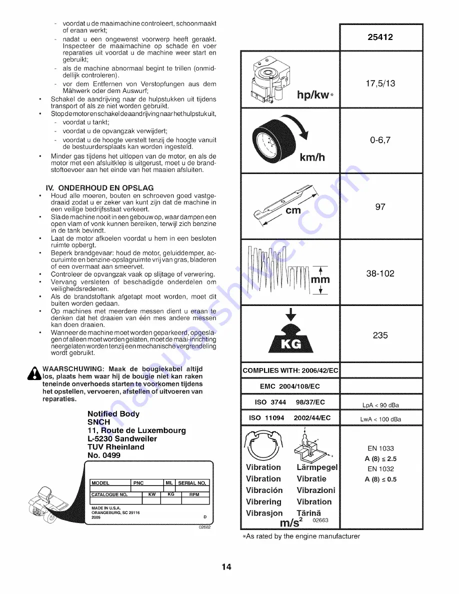 Craftsman 25412 Instruction Manual Download Page 14