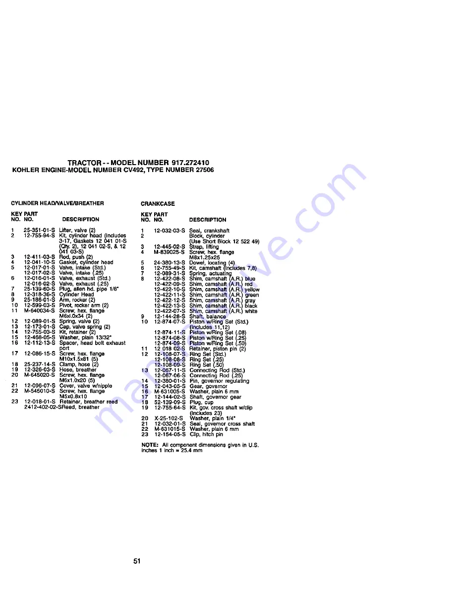 Craftsman 272 Owner'S Manual Download Page 51