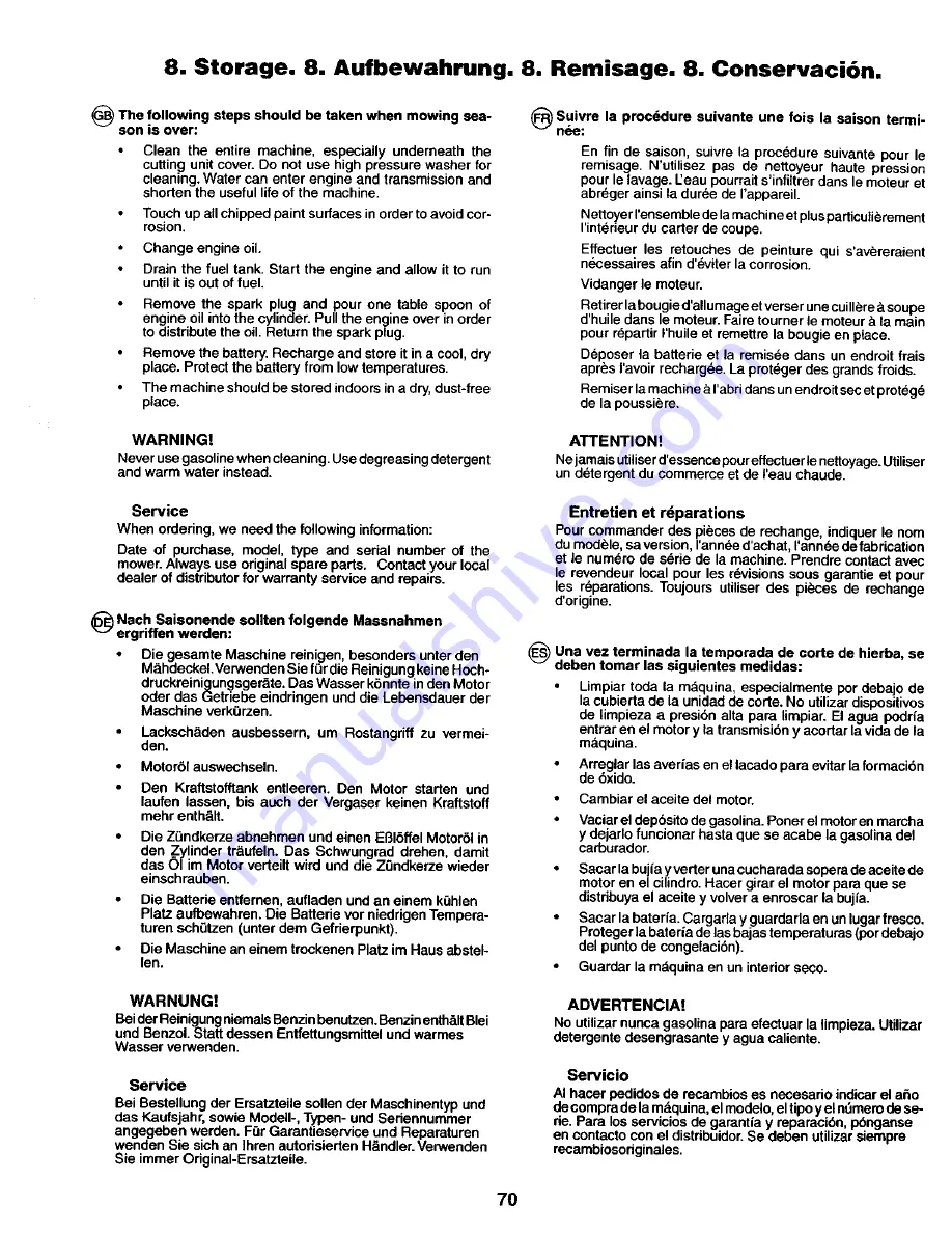 Craftsman 27722 Instruction Manual Download Page 70