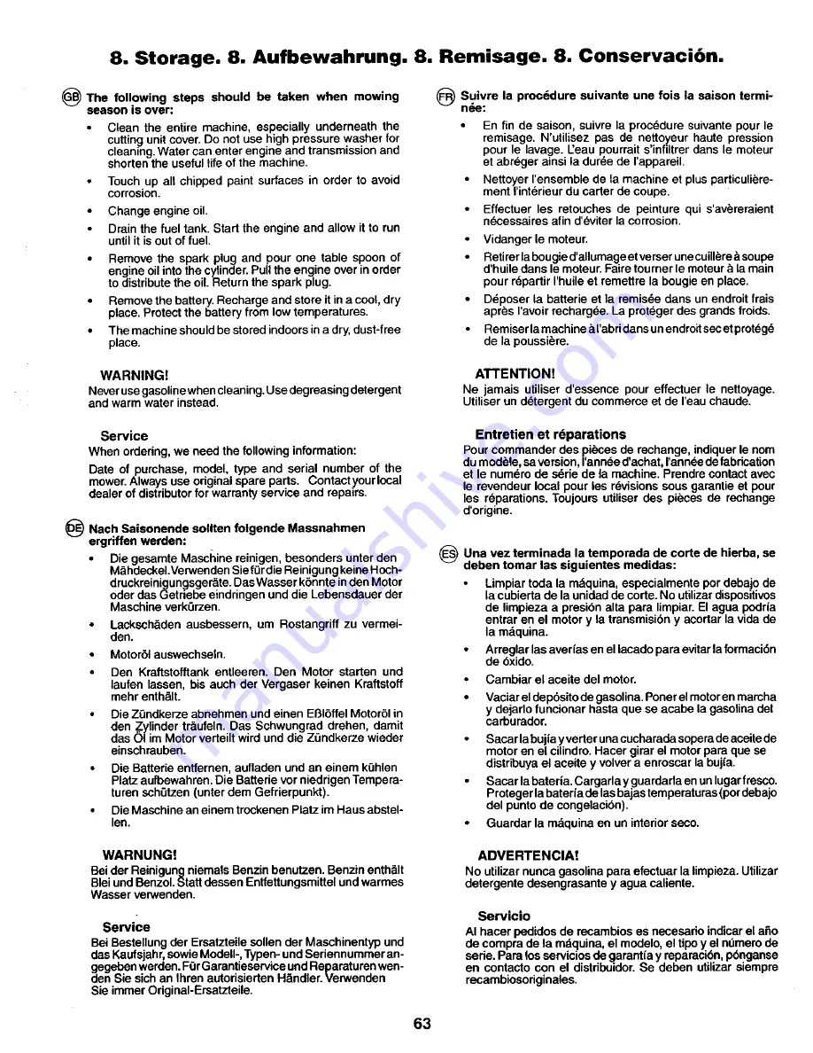 Craftsman 27723 Instruction Manual Download Page 63