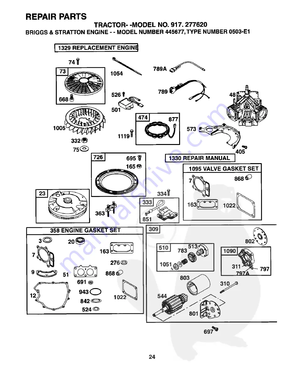 Craftsman 277620 Repair Parts Manual Download Page 24