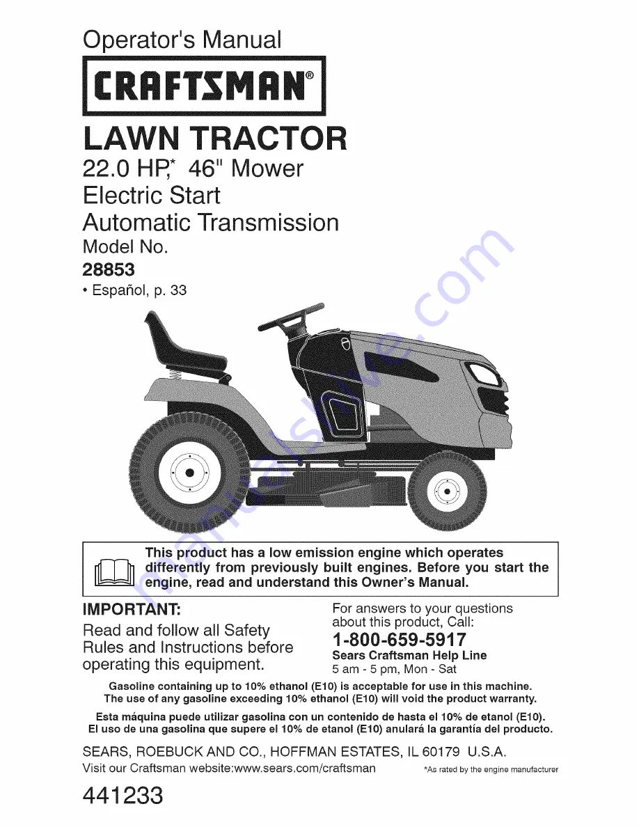 Craftsman 28853 Скачать руководство пользователя страница 1