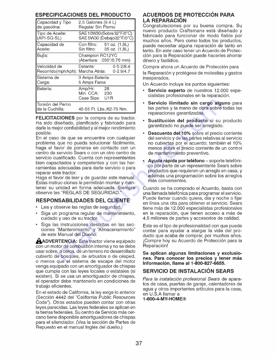 Craftsman 28853 Operator'S Manual Download Page 37