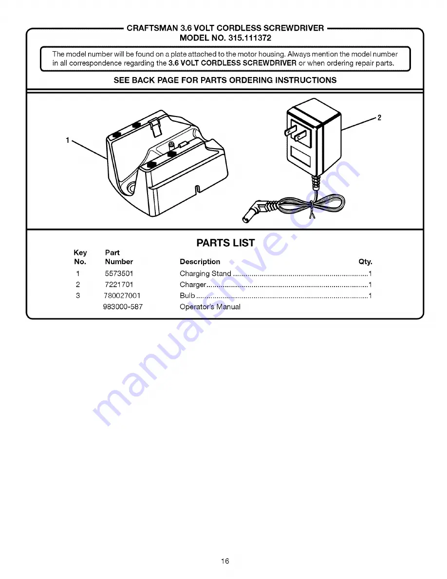 Craftsman 315.111372 Operator'S Manual Download Page 16