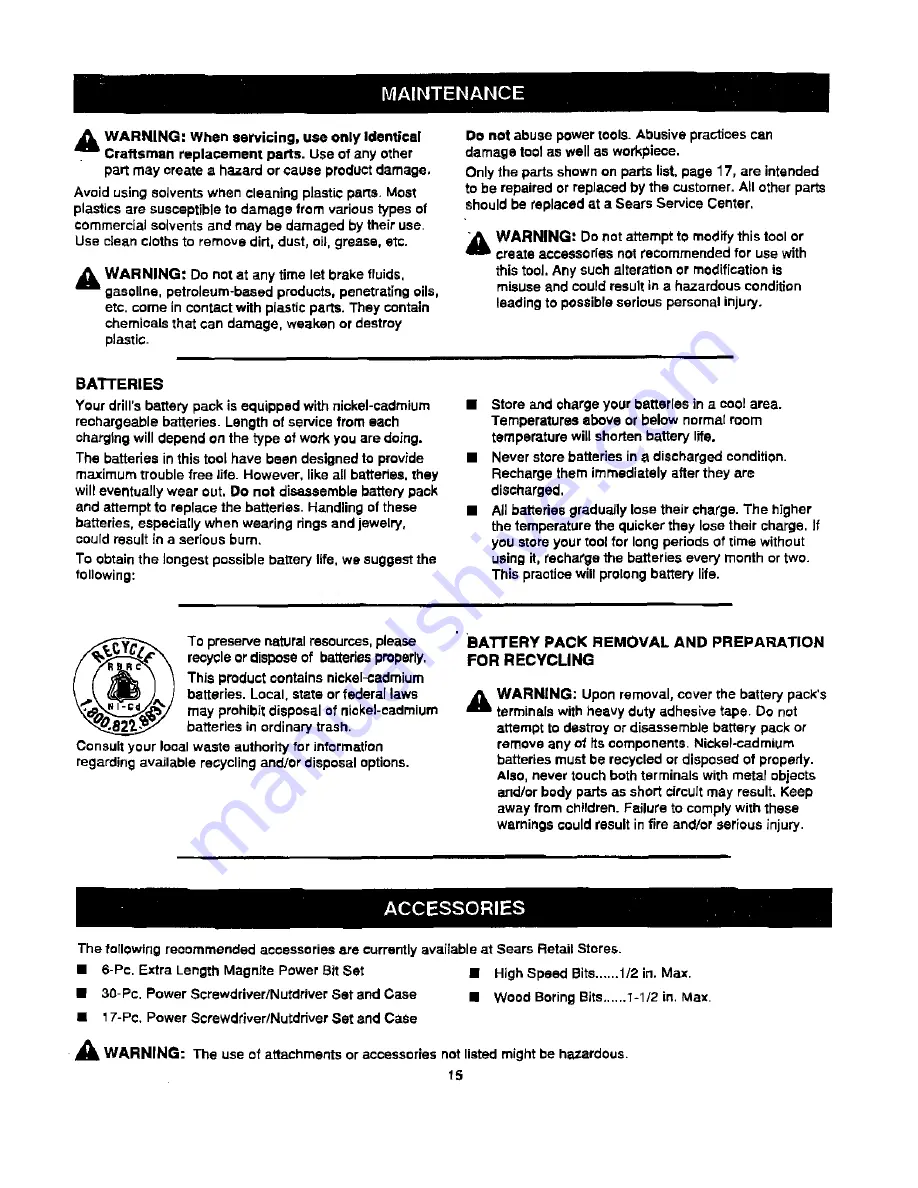 Craftsman 315.113340 Operator'S Manual Download Page 15