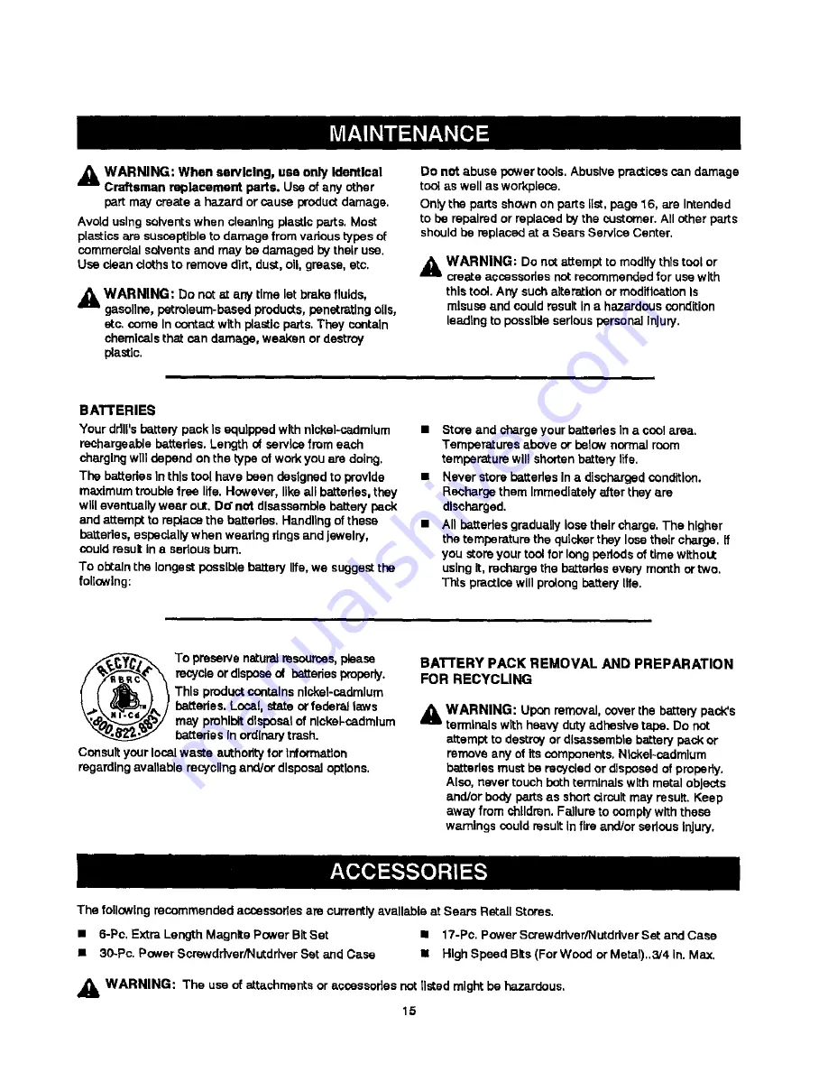 Craftsman 315.114050 Operator'S Manual Download Page 15