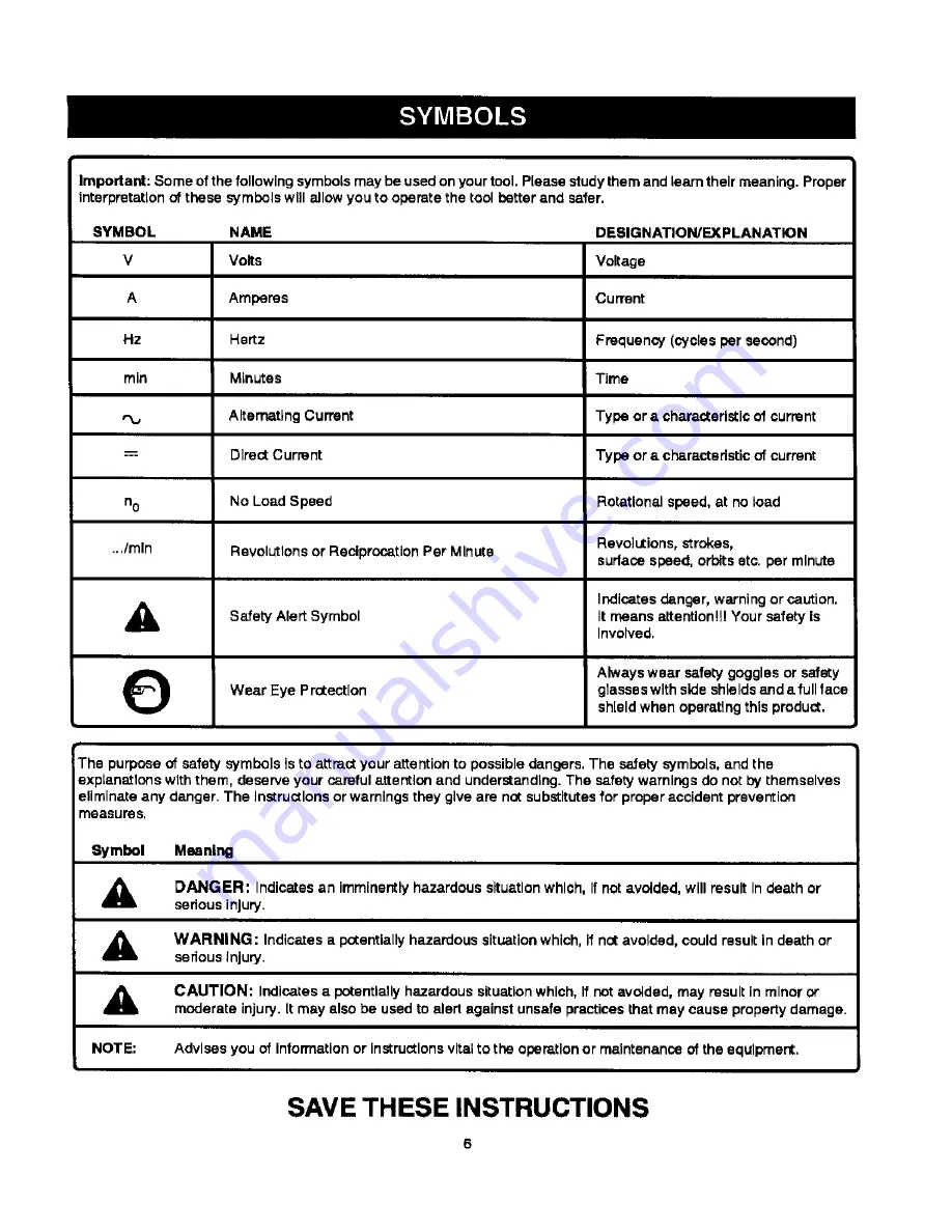 Craftsman 315.114520 Operator'S Manual Download Page 6