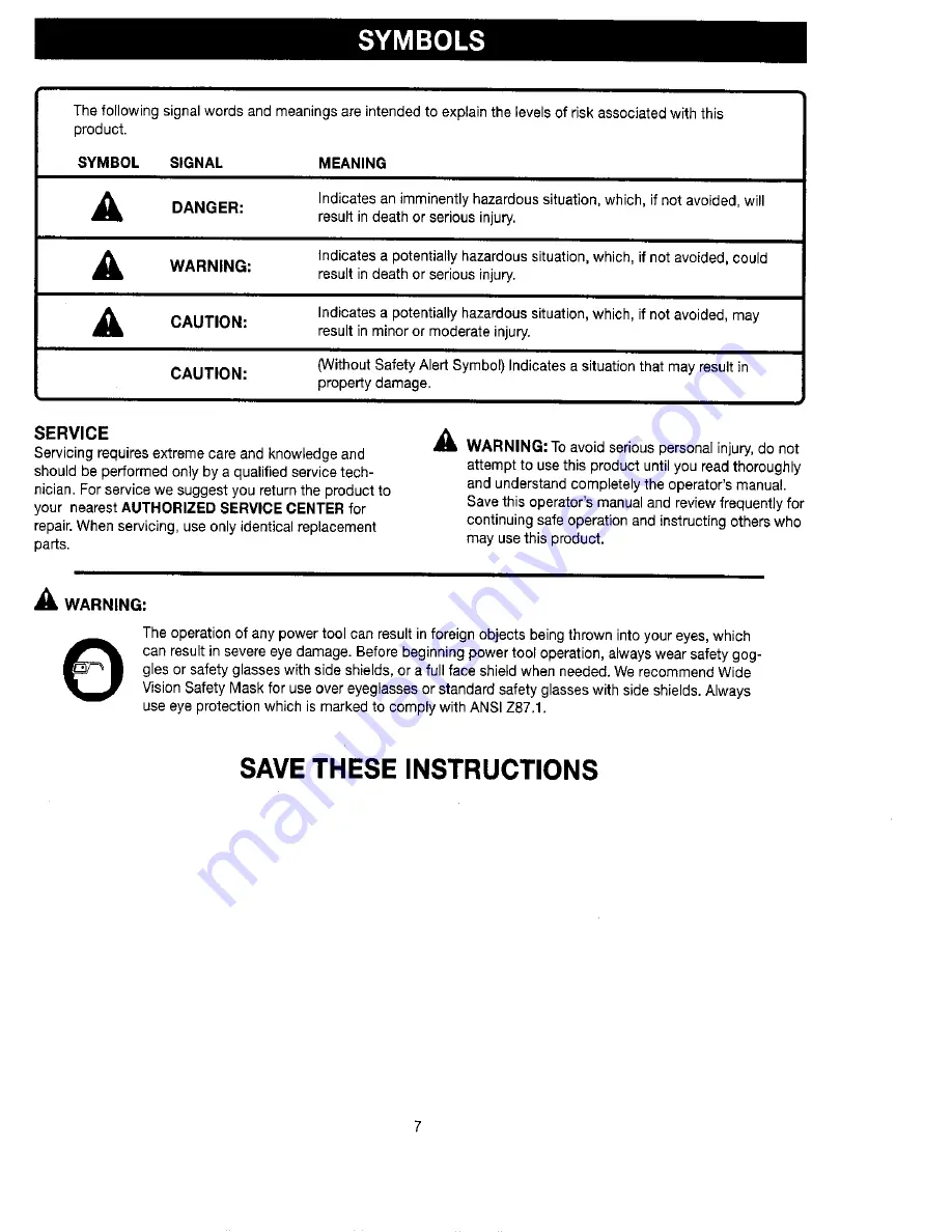 Craftsman 315.115370 Operator'S Manual Download Page 7