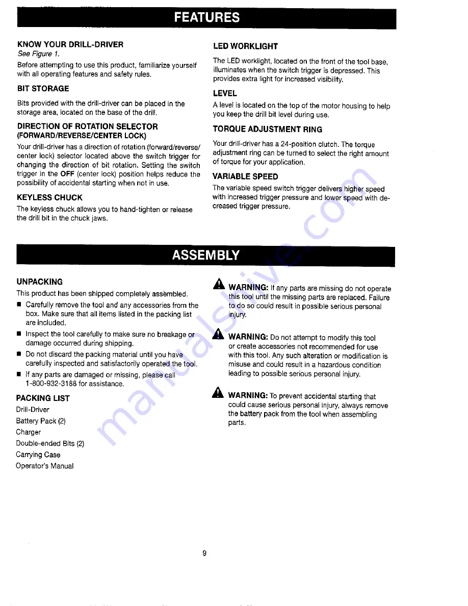 Craftsman 315.115370 Operator'S Manual Download Page 9