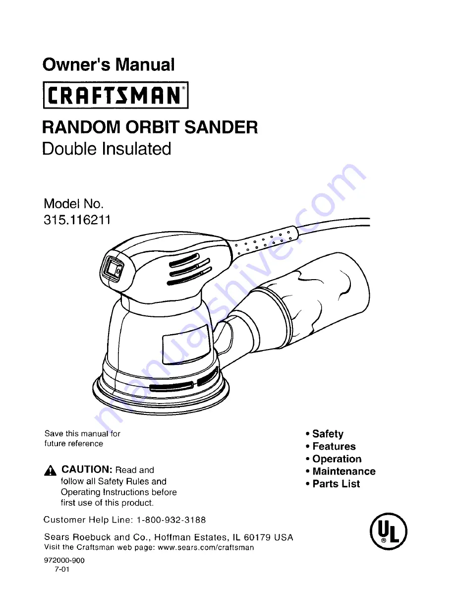 Craftsman 315.116211 Скачать руководство пользователя страница 1