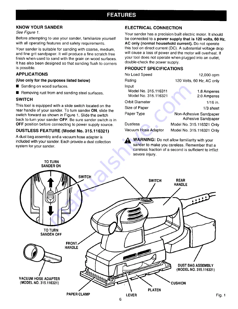 Craftsman 315.116311 Скачать руководство пользователя страница 6