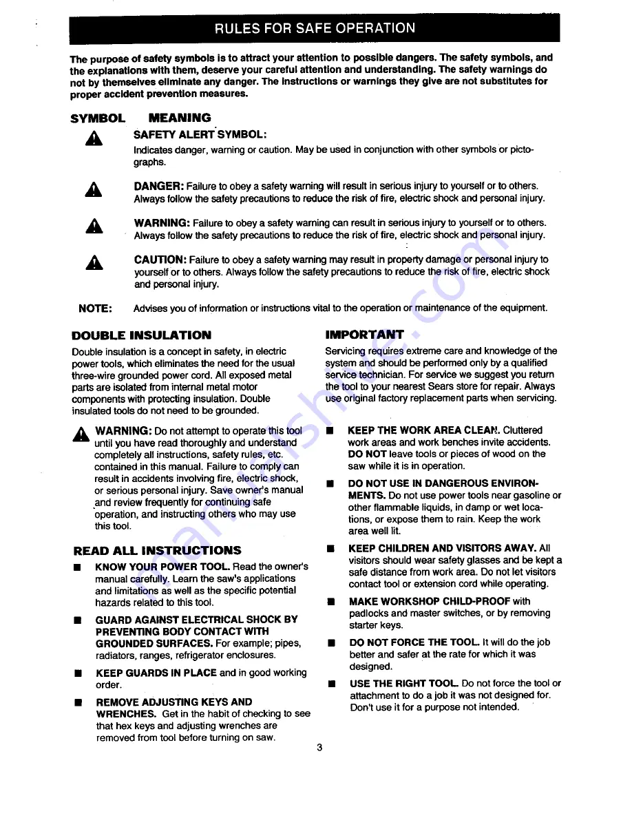 Craftsman 315.21208 Owner'S Manual Download Page 3