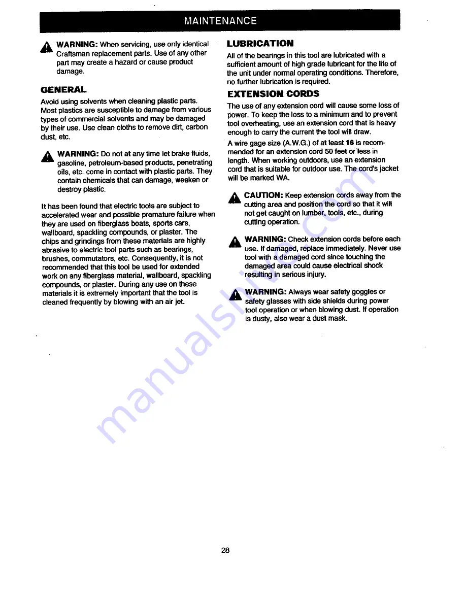 Craftsman 315.21208 Owner'S Manual Download Page 28