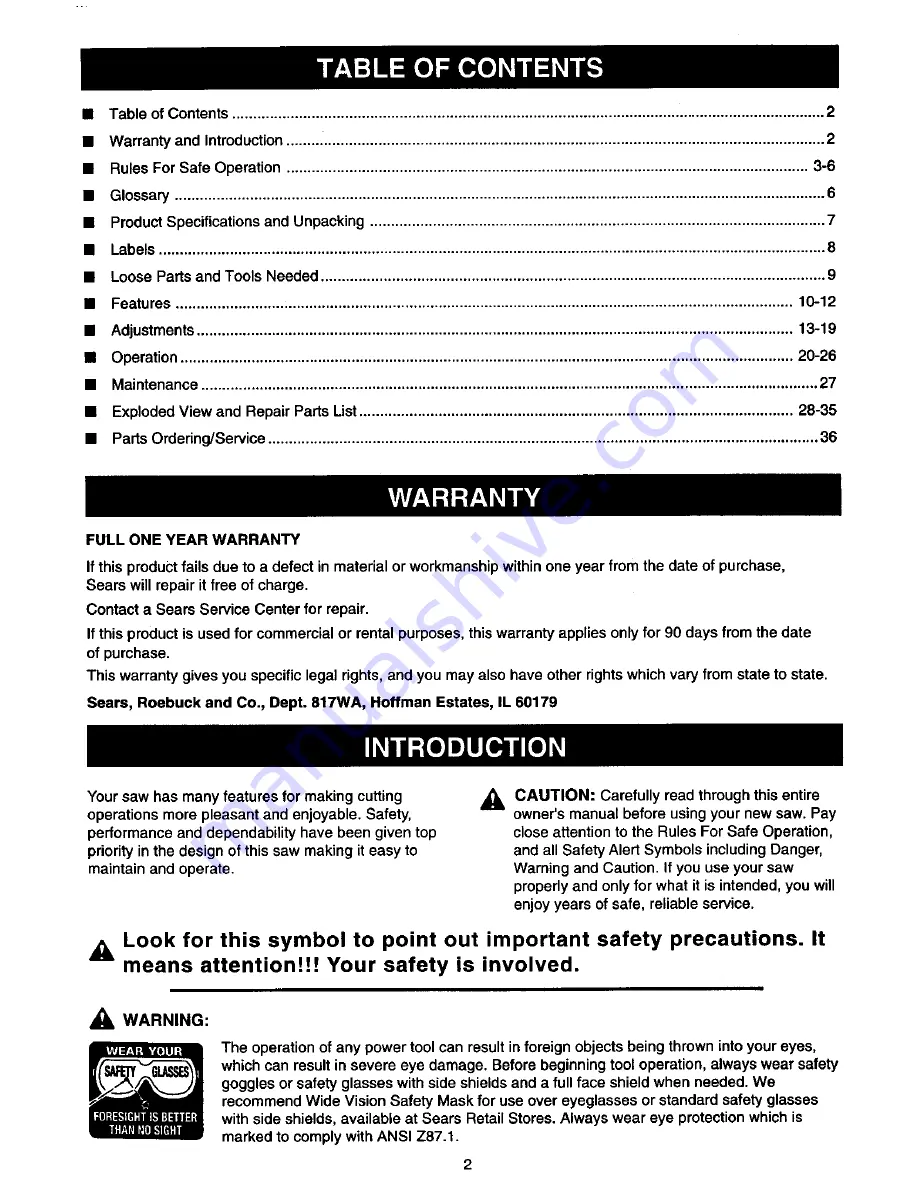 Craftsman 315.21213 Owner'S Manual Download Page 2