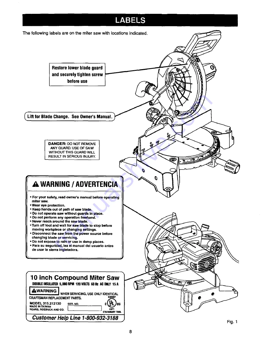 Craftsman 315.21213 Owner'S Manual Download Page 8