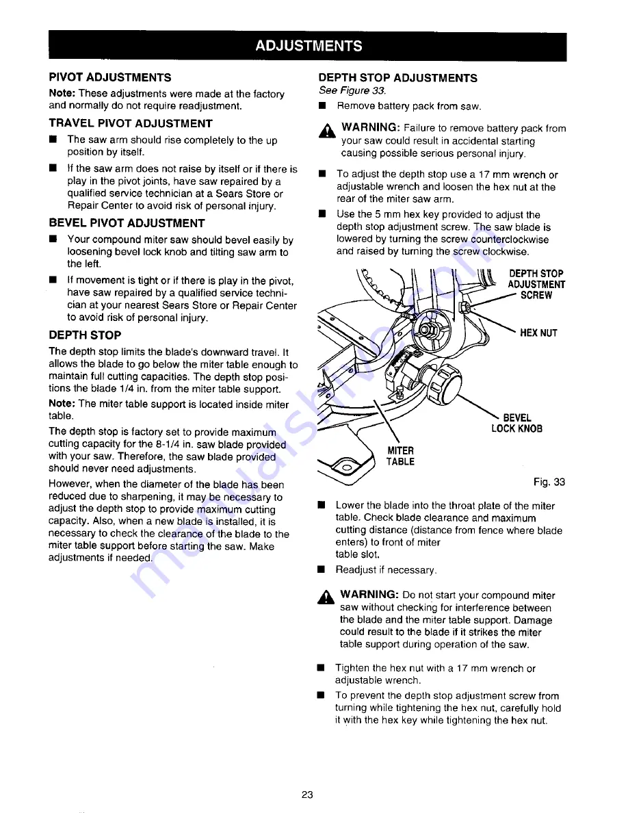 Craftsman 315.212180 Owner'S Manual Download Page 23