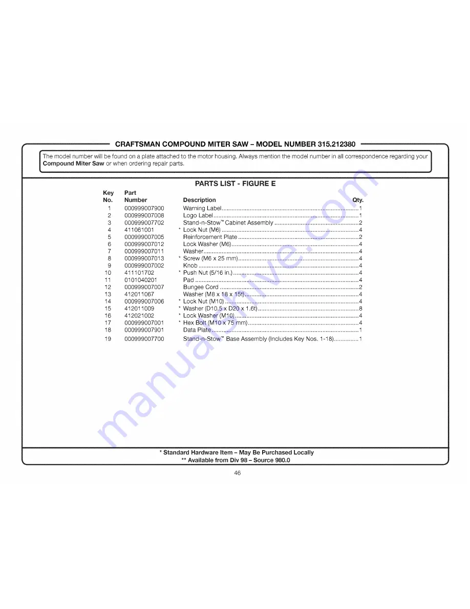 Craftsman 315.212380 Operator'S Manual Download Page 46