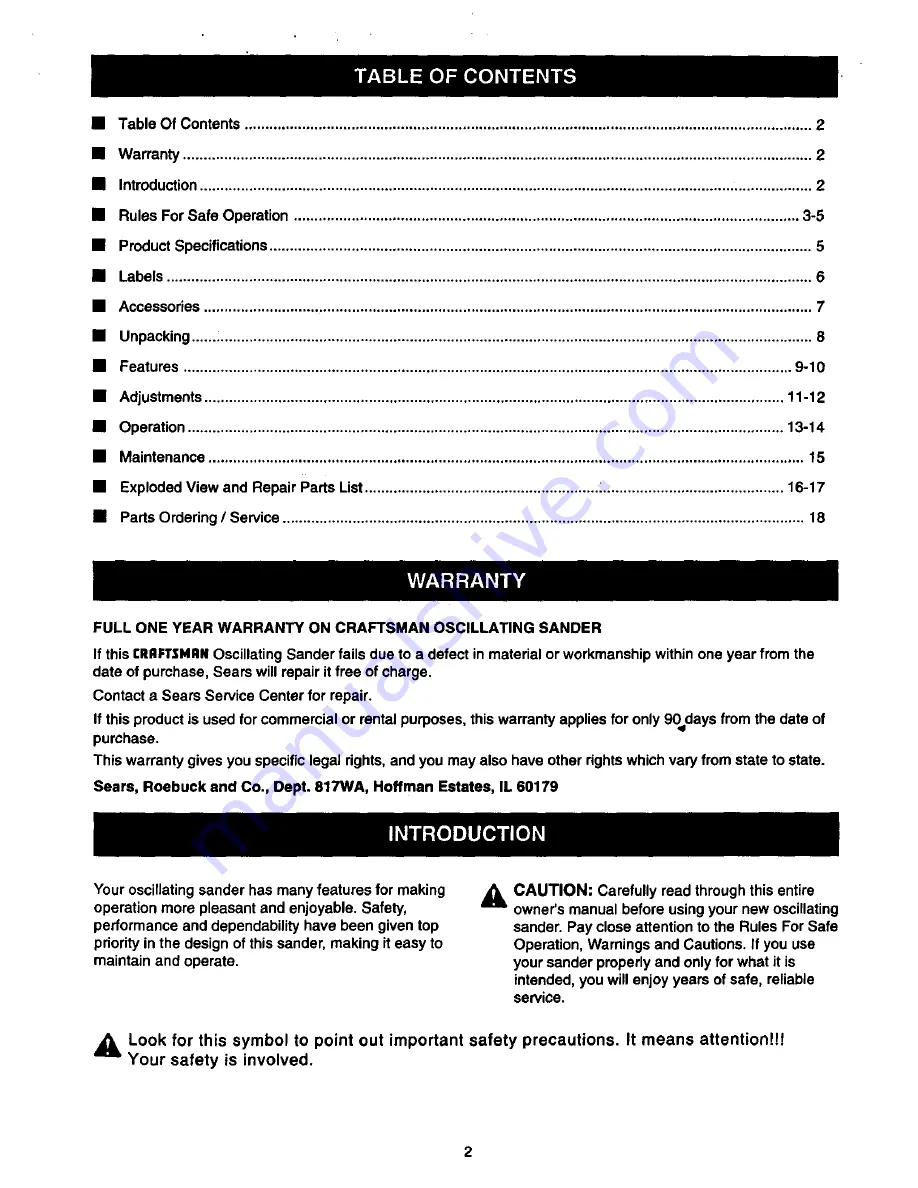 Craftsman 315.215700 Owner'S Manual Download Page 2