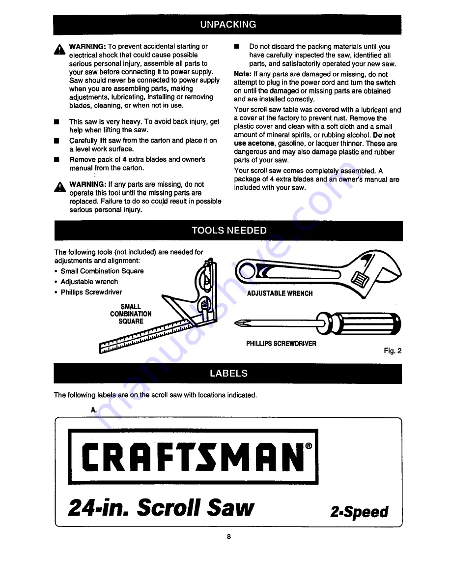 Craftsman 315.216230 Owner'S Manual Download Page 8