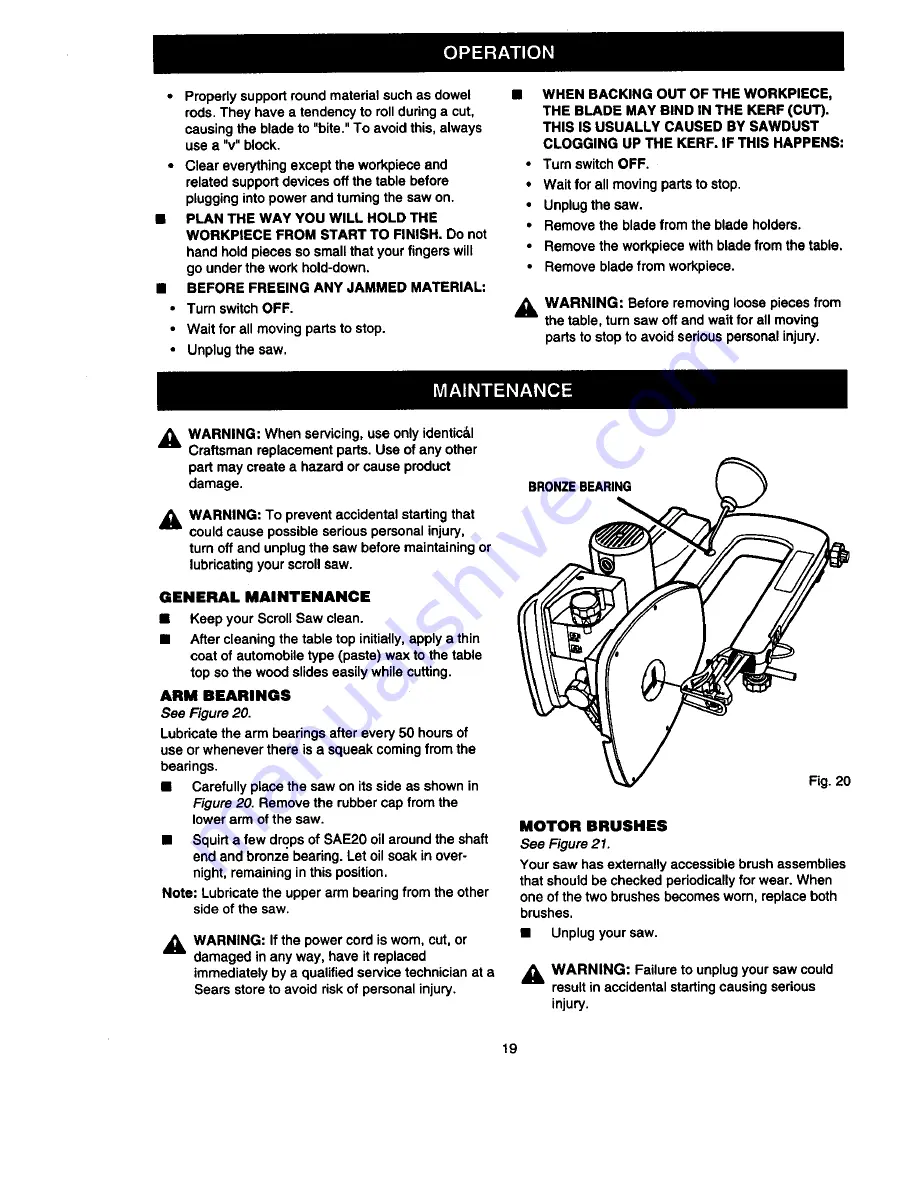 Craftsman 315.216260 Owner'S Manual Download Page 19