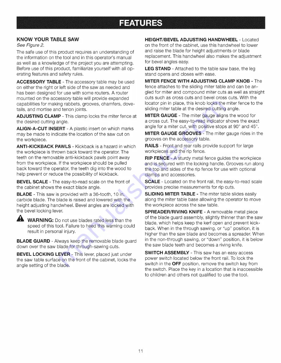 Craftsman 315.218291 Operator'S Manual Download Page 11