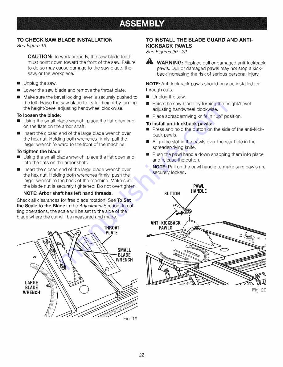 Craftsman 315.218291 Скачать руководство пользователя страница 22