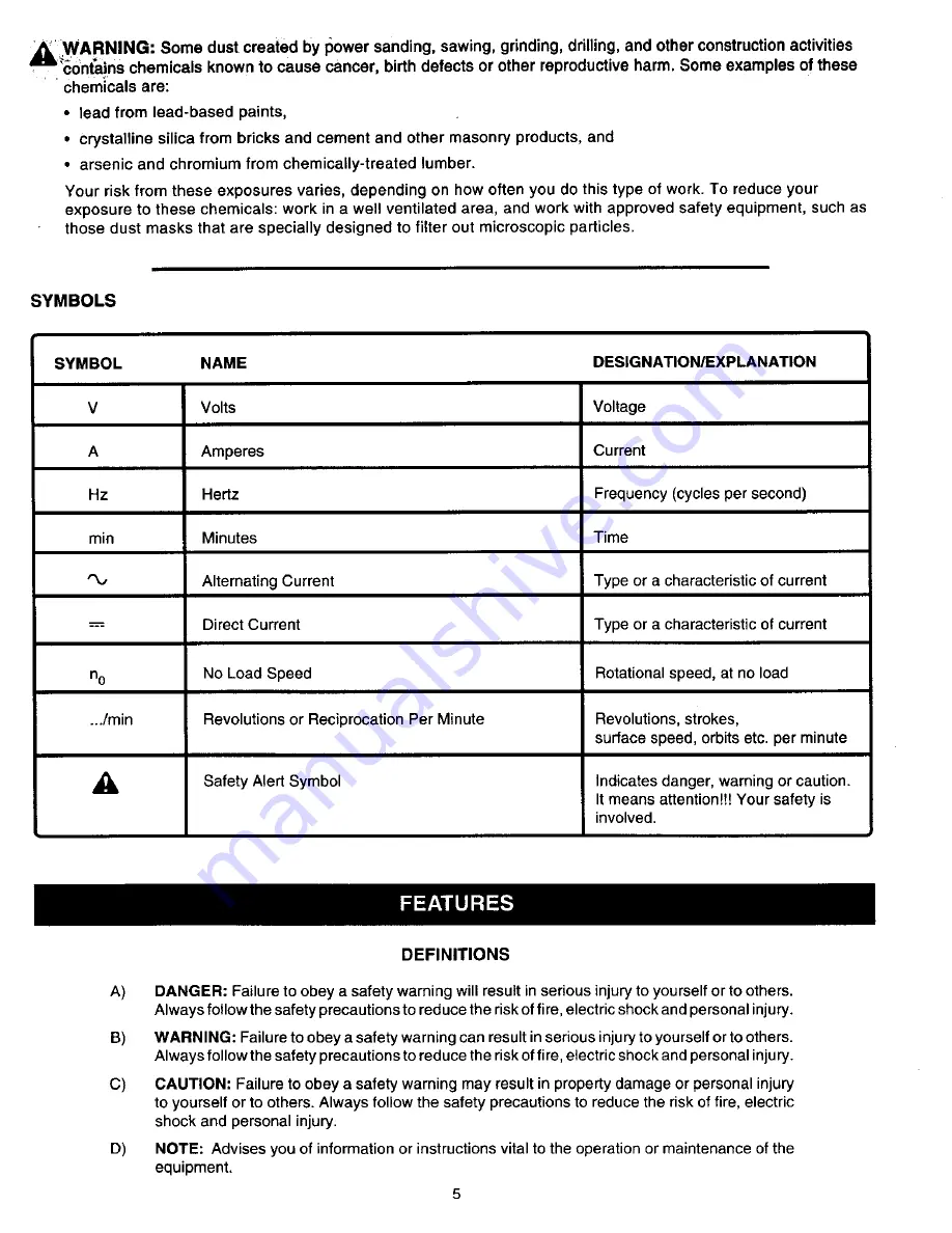 Craftsman 315.271271 Owner'S Manual Download Page 5