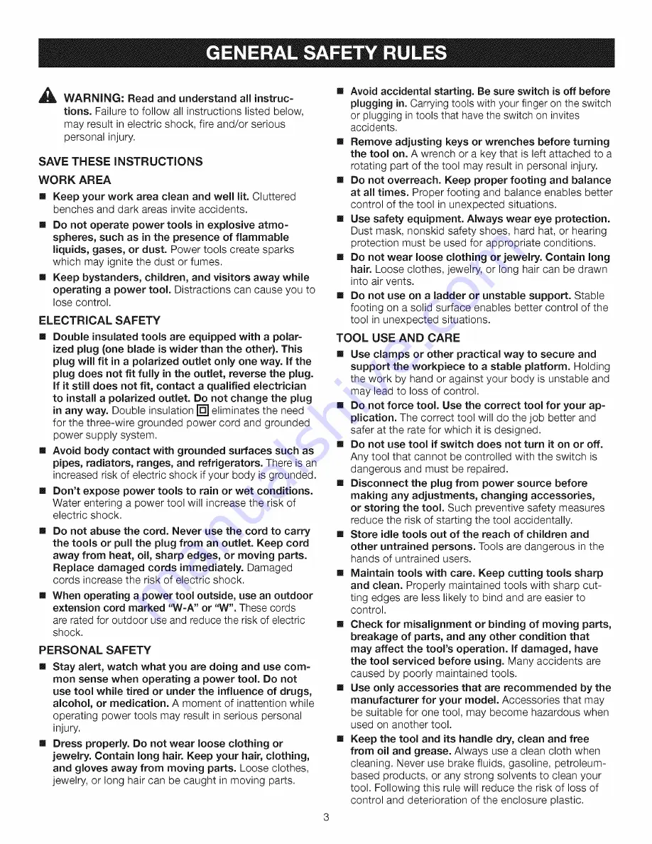 Craftsman 315.272990 Operator'S Manual Download Page 3