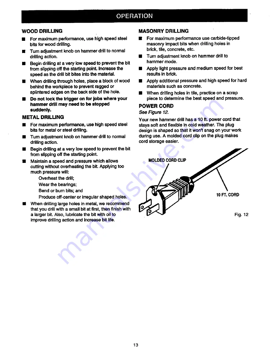 Craftsman 315.277180 Owner'S Manual Download Page 13