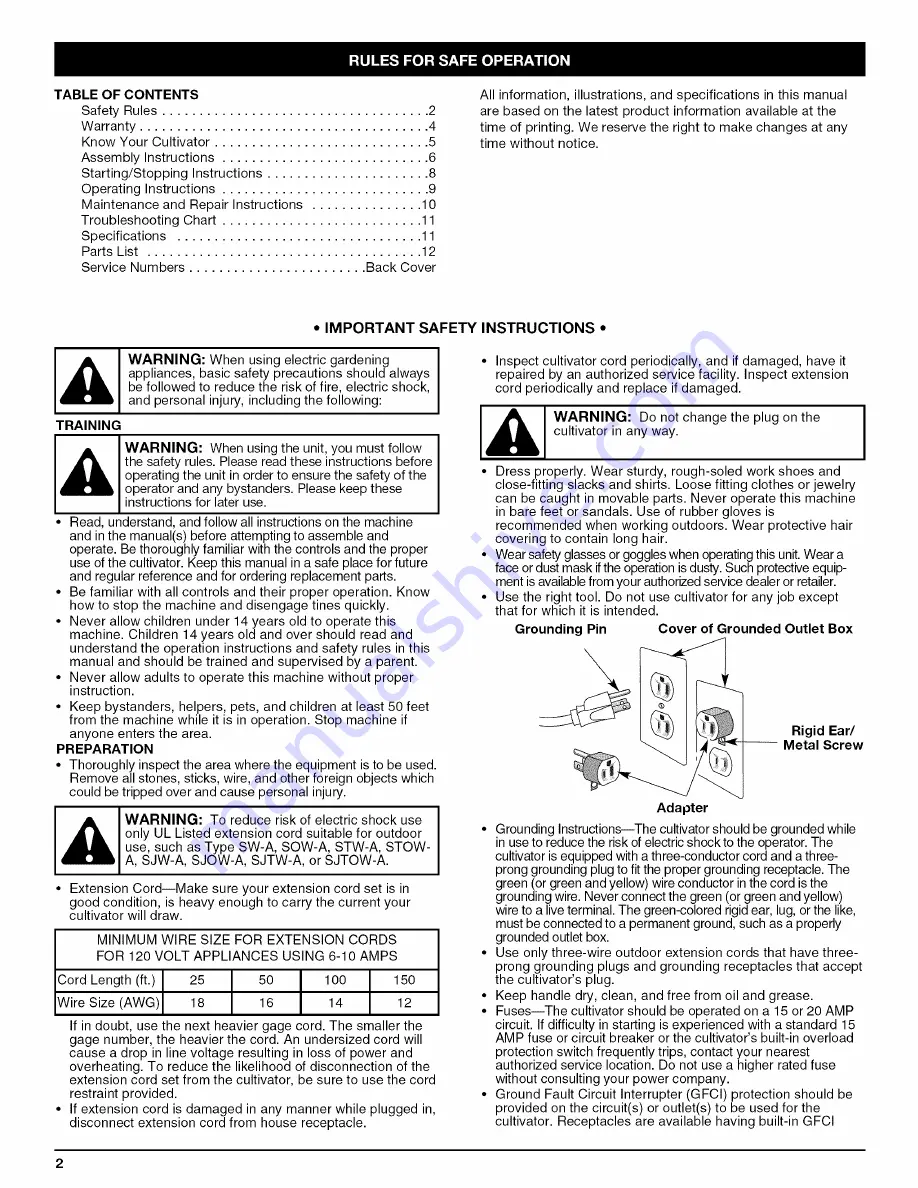 Craftsman 316.292630 Operator'S Manual Download Page 2