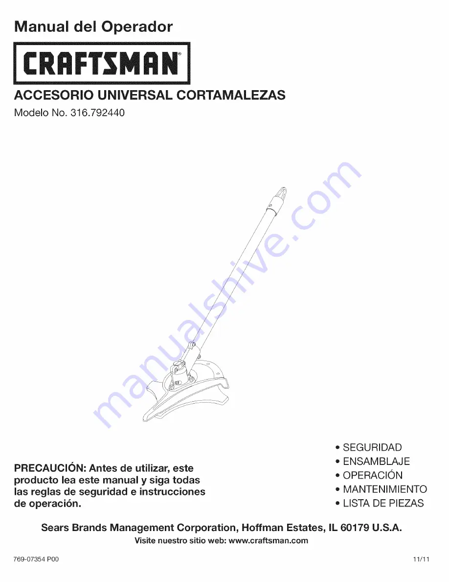 Craftsman 316.792440 Operator'S Manual Download Page 15