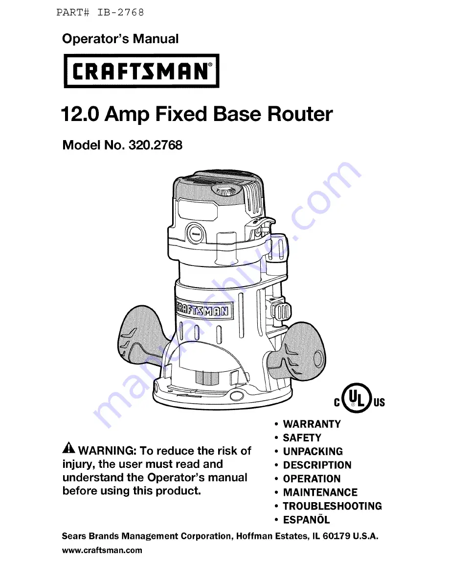 Craftsman 320.2768 Скачать руководство пользователя страница 1