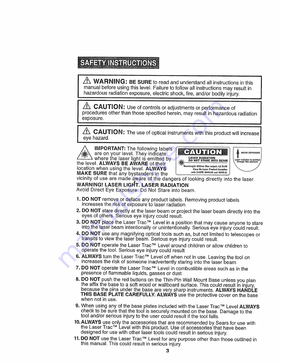 Craftsman 320.48251 Owner'S Manual Download Page 3