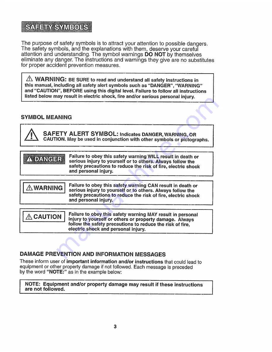 Craftsman 320.48292 Operator'S Manual Download Page 3