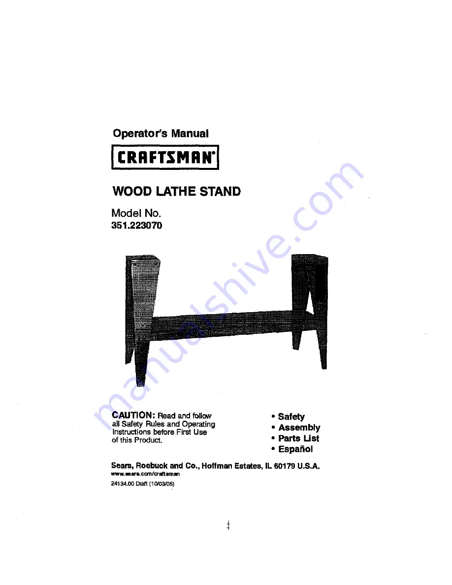 Craftsman 351.223070 Operator'S Manual Download Page 1