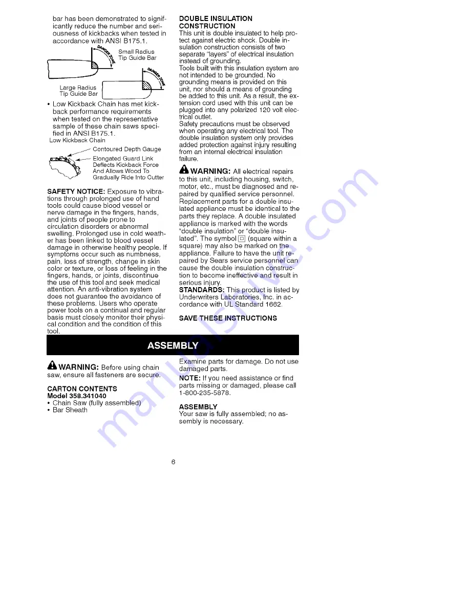 Craftsman 358.341040 Operator'S Manual Download Page 6